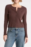 Leith Fitted Button Front Cardigan In Brown