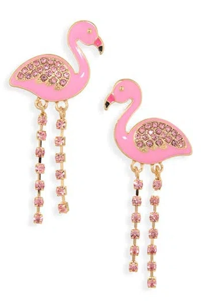 Leith Flamingo Drop Earrings In Pink