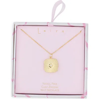 Leith Fluted Square Locket Necklace In Gold