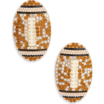 Leith Football Stud Earrings In Brown Multi- Gold