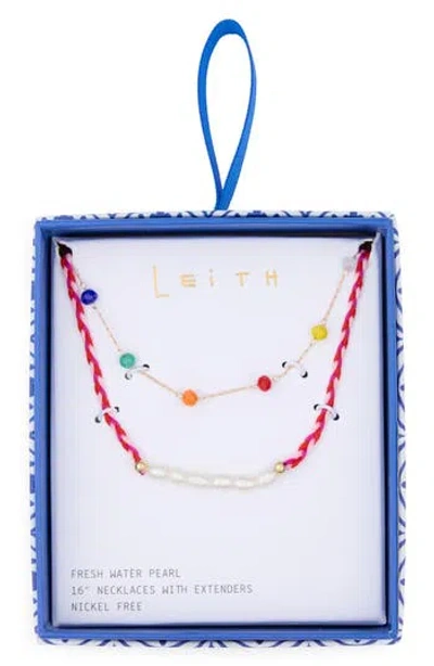 Leith Freshwater Pearl Beaded Layered Necklace In Neutral