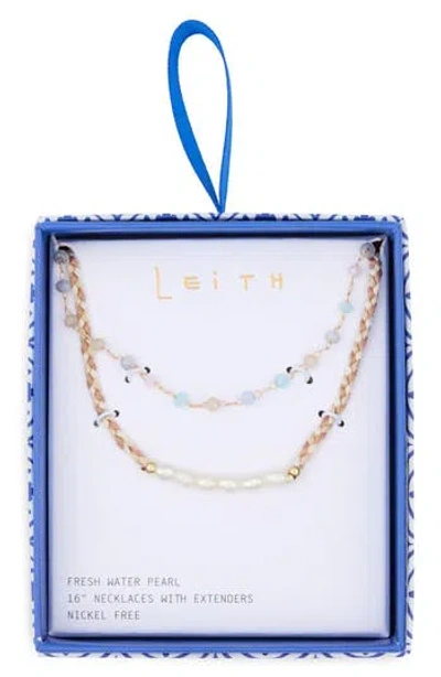 Leith Freshwater Pearl Beaded Layered Necklace In Purple