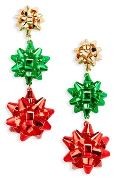 Leith Gift Bow Tiered Drop Earrings In Gold