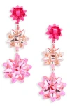 Leith Gift Bow Tiered Drop Earrings In Pink