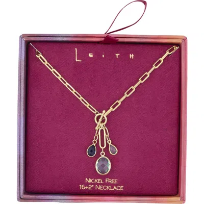 Leith Glass Pendant Toggle Necklace In Gold