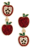 Leith Glitter Apple Mismatched Drop Earrings