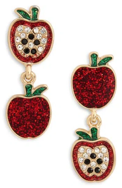 Leith Glitter Apple Mismatched Drop Earrings