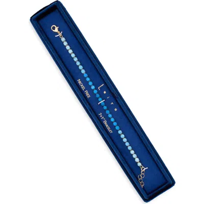 Leith Gradient Cz Tennis Bracelet In Dark Blue Multi- Gold