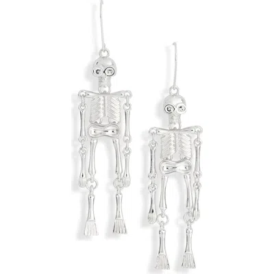 Leith Halloween Skeleton Drop Earrings In Silver