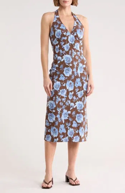 Leith Halter Neck Midi Dress In Multi