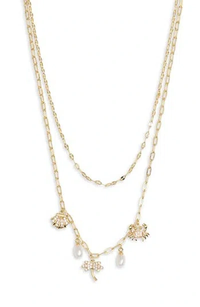 Leith Hamsa & 4mm Freshwater Pearl Charm Necklace In Gold