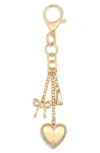 Leith Heart & Bow Bag Charm In Gold