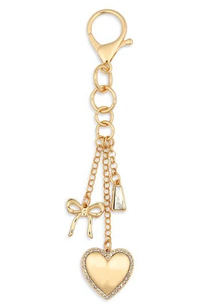 Leith Heart & Bow Bag Charm In Gold
