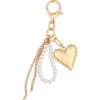 Leith Heart & Faux Pearl Bag Charm In Gold