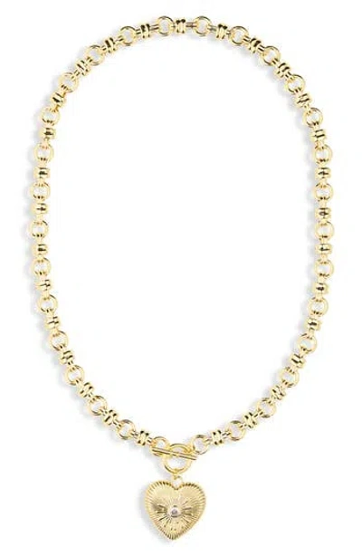 Leith Heart Pendant Toggle Chain Necklace In Gold
