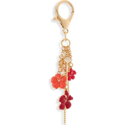 Leith Hibiscus Flower Beaded Bag Charm In Gold