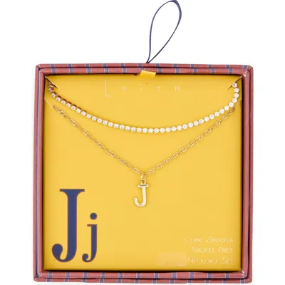 Leith Initial & Cubic Zirconia Necklace Set
