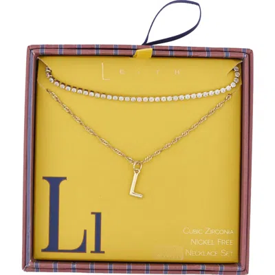 Leith Initial & Cubic Zirconia Necklace Set