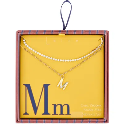 Leith Initial & Cubic Zirconia Necklace Set