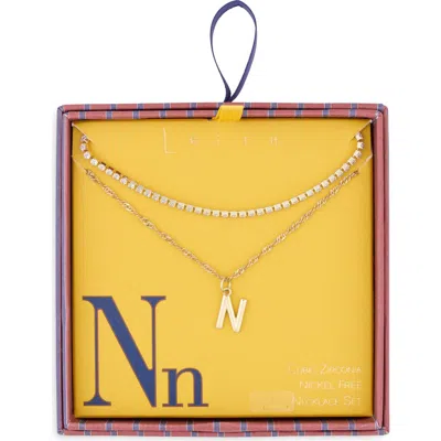 Leith Initial & Cubic Zirconia Necklace Set
