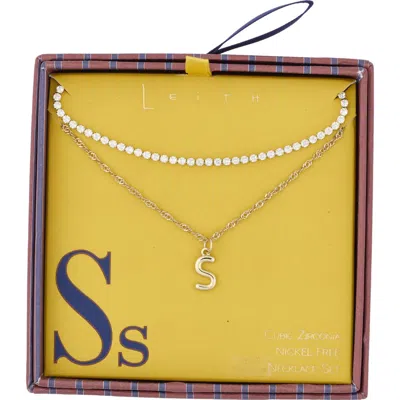 Leith Initial & Cubic Zirconia Necklace Set