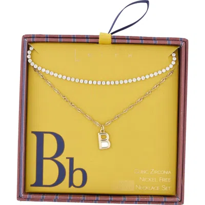 Leith Initial & Cubic Zirconia Necklace Set