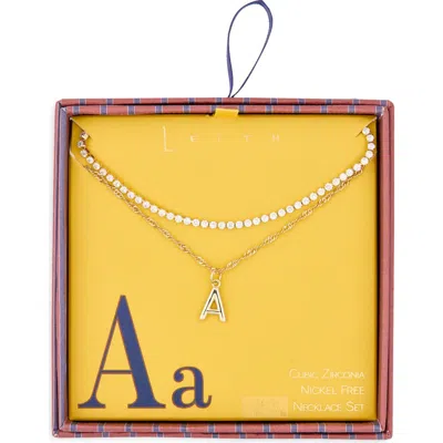 Leith Initial & Cubic Zirconia Necklace Set