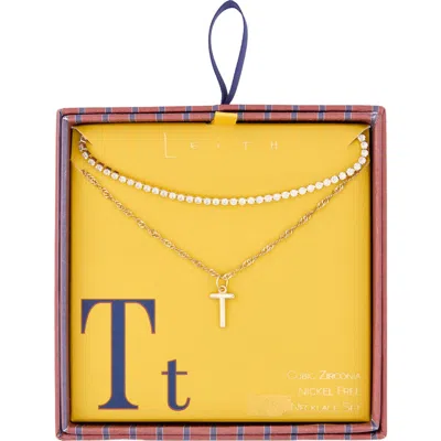 Leith Initial & Cubic Zirconia Necklace Set