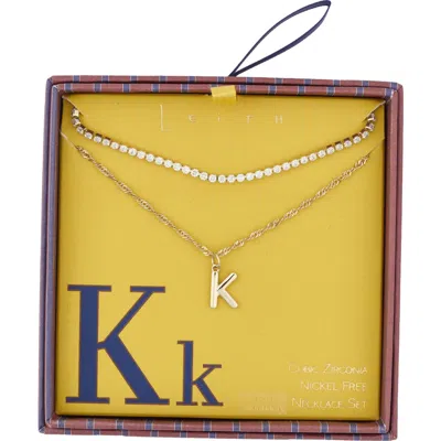 Leith Initial & Cubic Zirconia Necklace Set