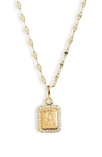 Leith Initial Pendant Necklace In A- Clear- Gold