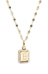 Leith Initial Pendant Necklace In B- Clear- Gold