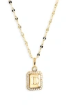 Leith Initial Pendant Necklace In D- Clear- Gold