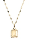 Leith Initial Pendant Necklace In L- Clear- Gold