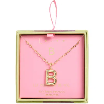 Leith Initial Pendant Paper Clip Chain Necklace In B- Gold