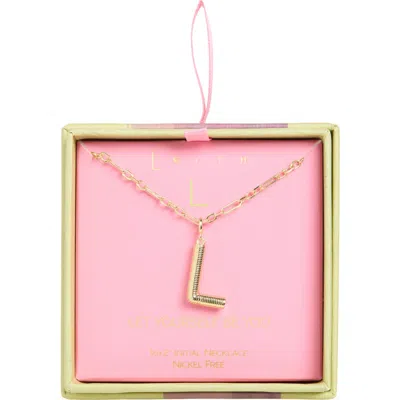 Leith Initial Pendant Paper Clip Chain Necklace In L- Gold