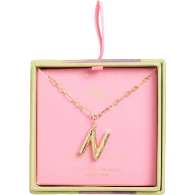 Leith Initial Pendant Paper Clip Chain Necklace In N- Gold