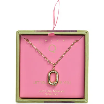 Leith Initial Pendant Paper Clip Chain Necklace In Q- Gold