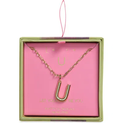 Leith Initial Pendant Paper Clip Chain Necklace In U- Gold