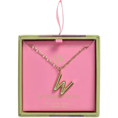 Leith Initial Pendant Paper Clip Chain Necklace In W- Gold