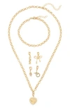 Leith Interchangeable Charm Necklace & Bracelet Set In Gold