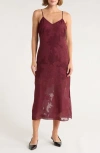 Leith Jacquard Slip Dress In Burgundy