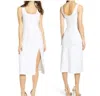 Leith Knit Scoop Neck Side Slit Midi Dfress In White In White