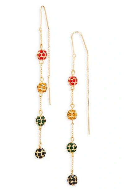 Leith Kwanzaa Crystal Linear Drop Earrings In Gold