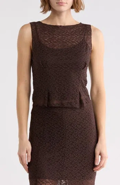 Leith Lace Sleeveless Tank In Animal Print