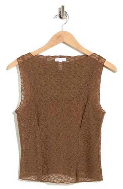 Leith Lace Sleeveless Tank In Brown