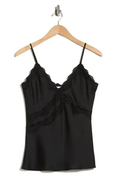 Leith Lace Trim Satin Camisole In Black