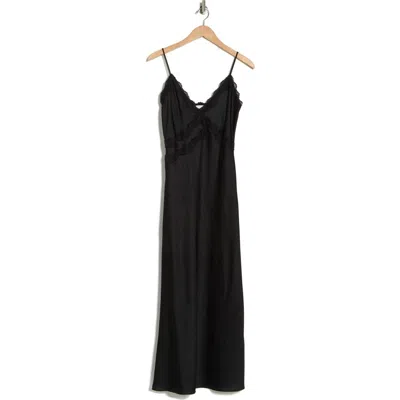 Leith Lace Trim Satin Maxi Dress In Black