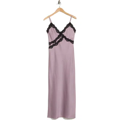 Leith Lace Trim Satin Maxi Dress In Purple