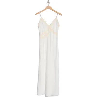 Leith Lace Trim Satin Maxi Dress In White