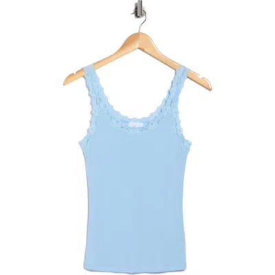 Leith Lace Trim Tank In Blue
